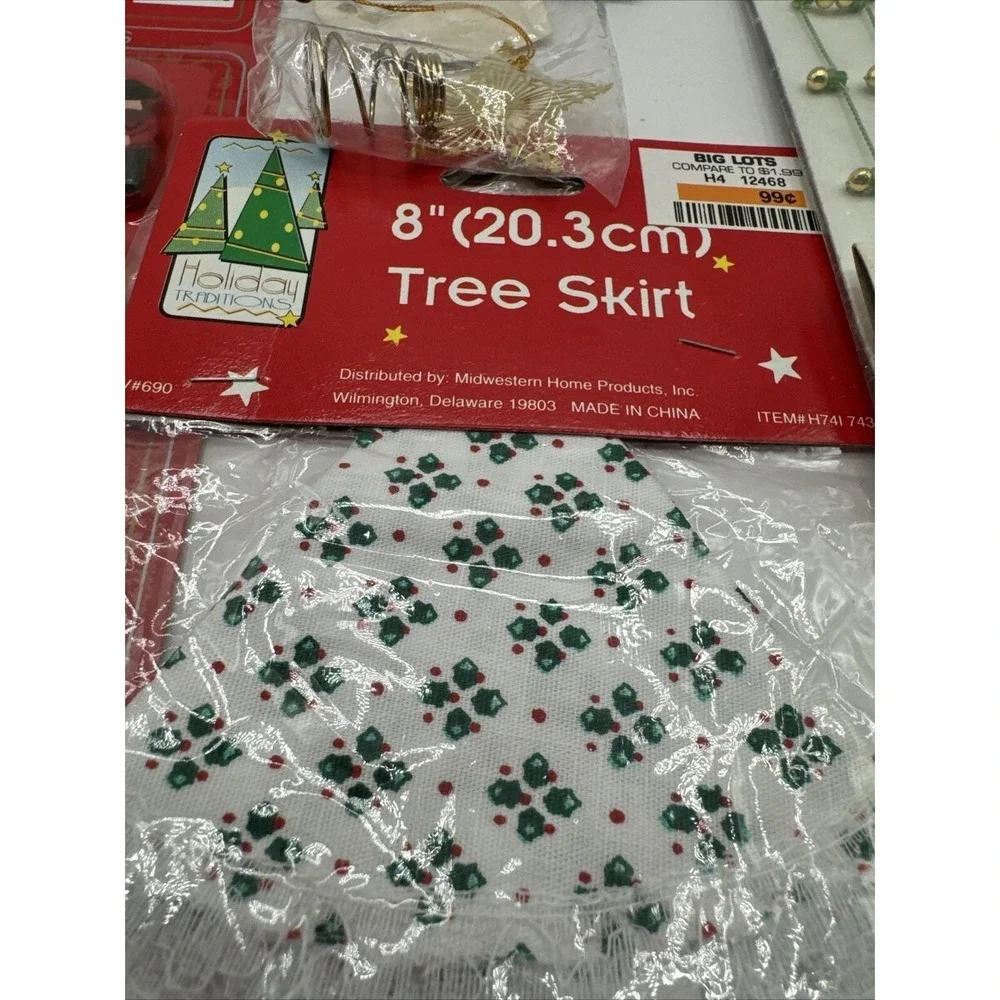 Vintage New Old Stock Mini Tree Christmas Decoration Ornaments‎ Topper Skirt